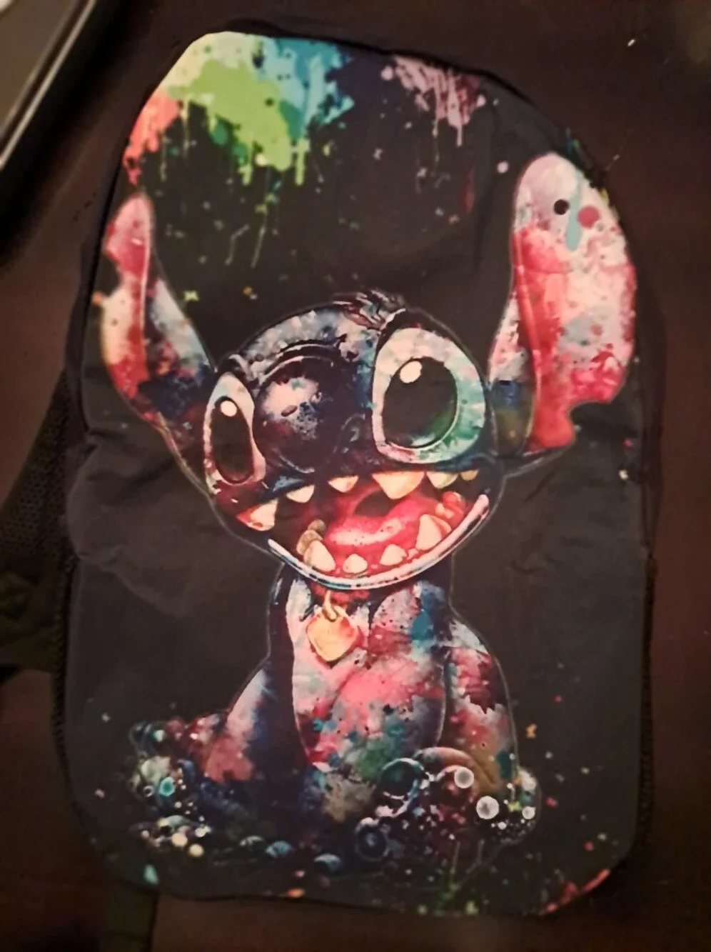 Kids Black Backpack with Colorful Cartoon Character Print